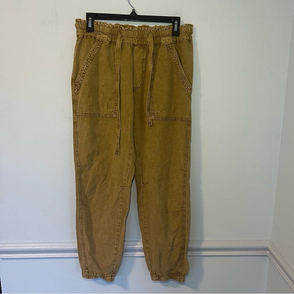 Anthropologie Brown Linen Blend Rhys Utility Joggers Size Small
